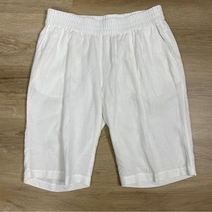 Eileen Fisher Women’s Size Small Organic Linen Pull On Bermuda Shorts White EUC